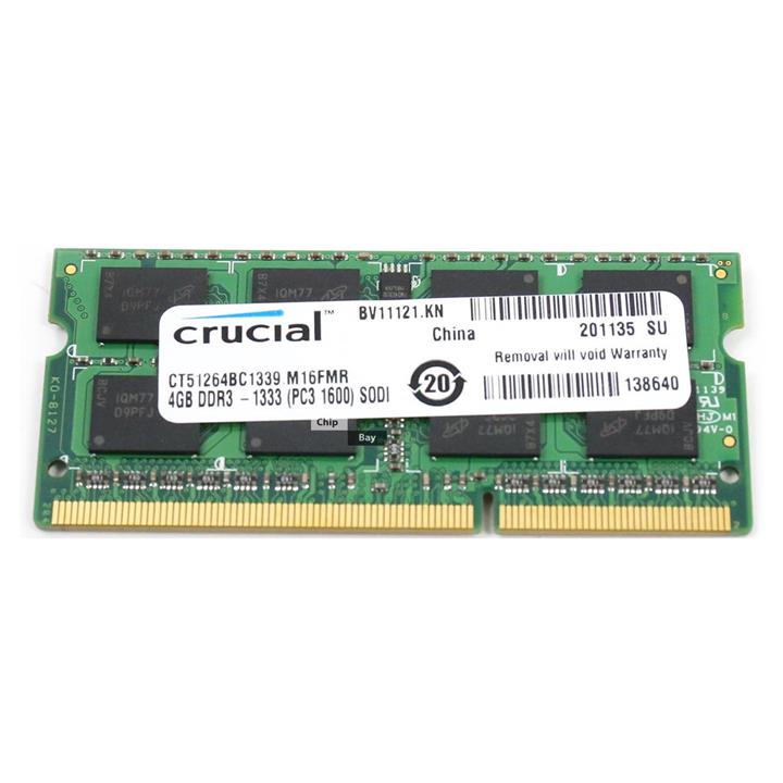 رم لپ تاپ کروشیال مدل 1333 DDR3 PC3 10600s MHz ظرفیت 4گیگابایت Crucial DDR3 PC3 10600s MHz 1333 RAM - 4GB